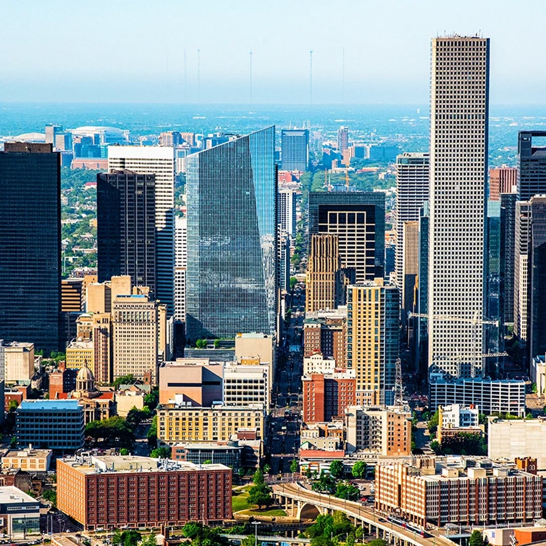 Aerial view of downtown Houston